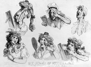 „Az arckészítés hat szakasza”, nyomta: S.W. Fores, 1792 alkotó: Thomas Rowlandson